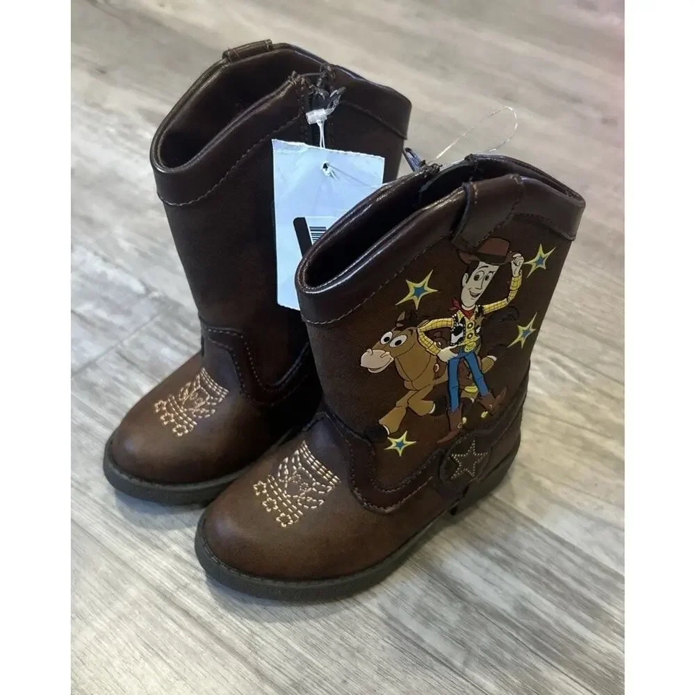 Disney Pixar Toddler Toy Story Woody Pull-on ZIp Up Cowboy Western Boot Brown 5